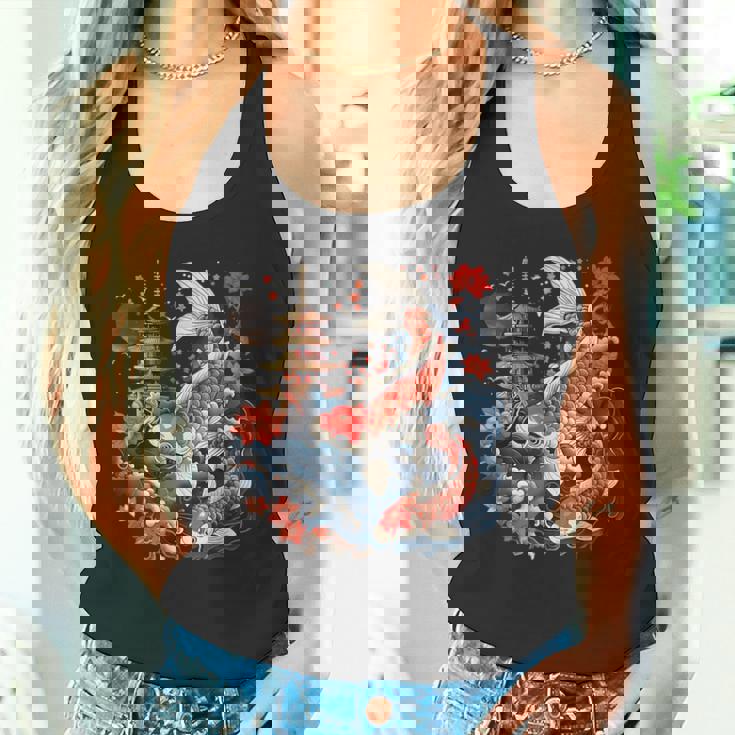 鯉 桜 桜 季節 アジアン 鯉 塔 寺 タンクトップ