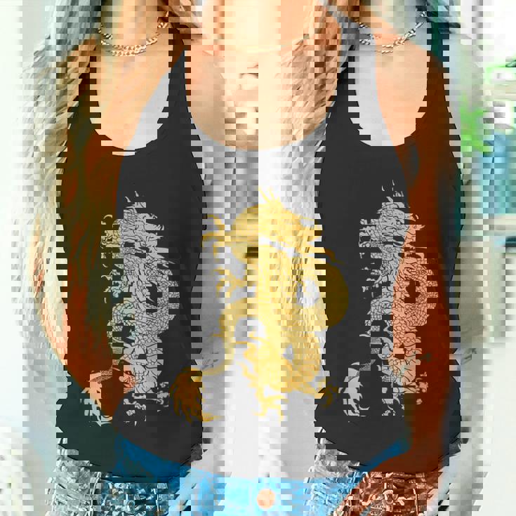 黄金龍 龍 幸運 富裕 幸せ 星 タンクトップ