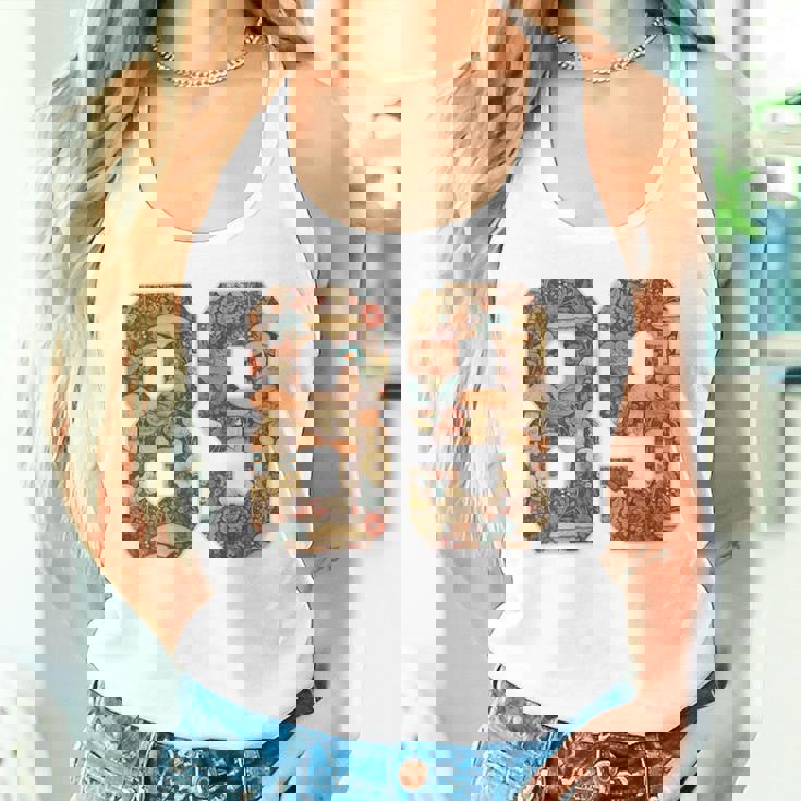 89 ナンバー コテージコア マッシュルーム レトロ フラワー裏側に タンクトップ