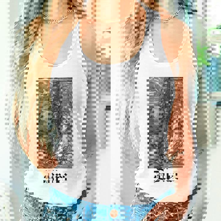 Albrecht Dürer Durer クリスチャンアート メランコリア ホワイト 長袖tシャツ タンクトップ