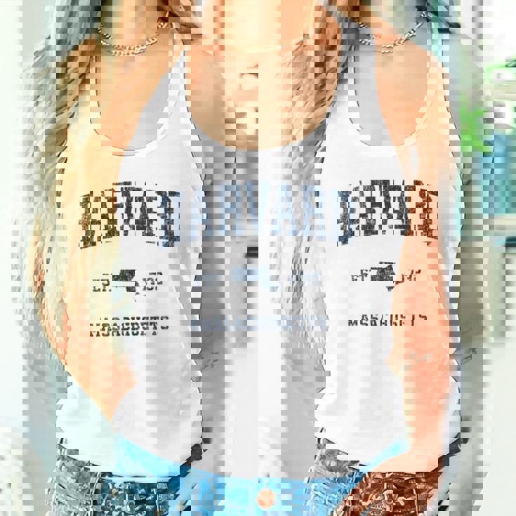 Harvard マサチューセッツ州 ヴィンテージ スポーツ デザイン ネイビー プリント タンクトップ