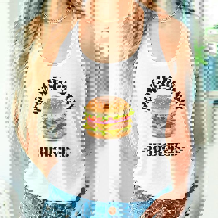 Powered By Burgers ファーストフード愛好家 面白いビーフバーガー タンクトップ