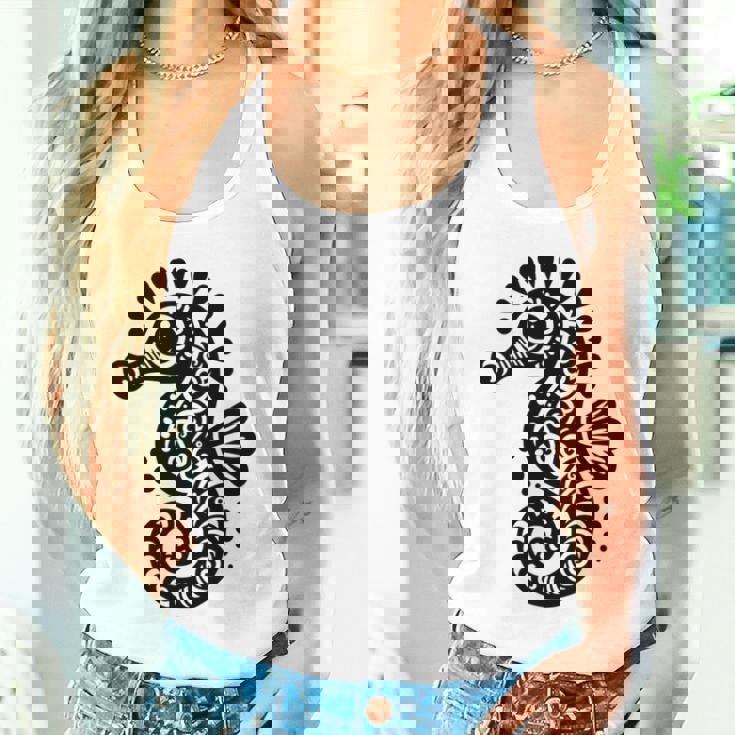 かわいいタツノオトシゴ ポリネシア トライバル マオリ柄 タツノオトシゴ 長袖tシャツ タンクトップ