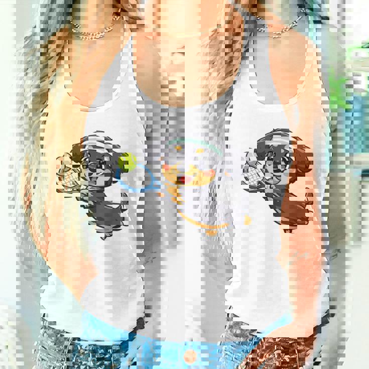 かわいい犬のテニス漫画アート タンクトップ