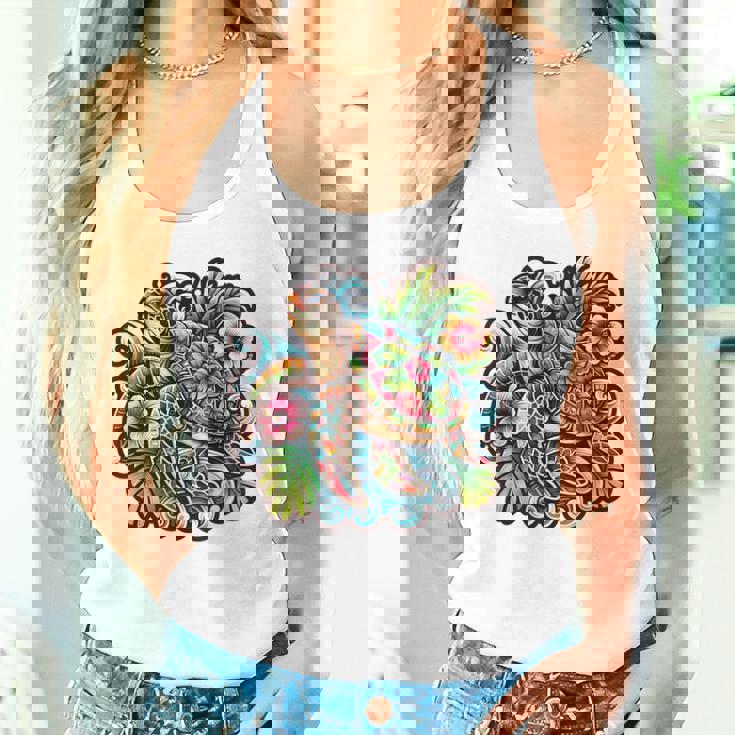 アロハ ウミガメ ハワイアン ホヌ フラワー ウェーブ オーシャン タンクトップ