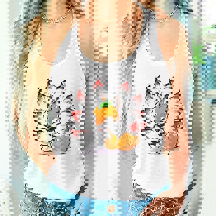 キタキツネ 狐 九尾 タンクトップ