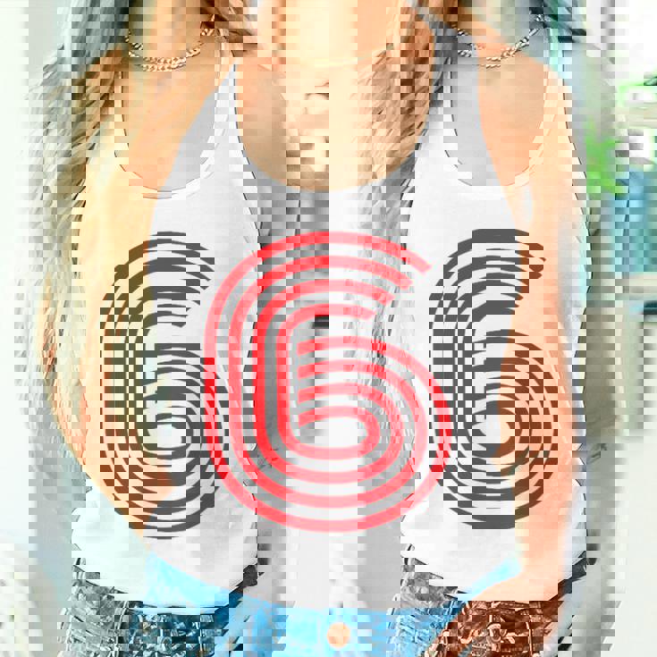 クールなレトロなレタリングジャージ、背番号6 6Eis タンクトップ