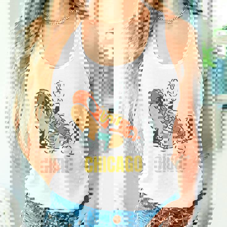 シカゴホットドッグ ストリートフード ホットドッグ マスタード付き タンクトップ