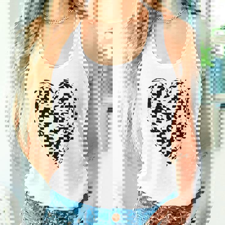 シックなハートプリントの牛柄。 タンクトップ