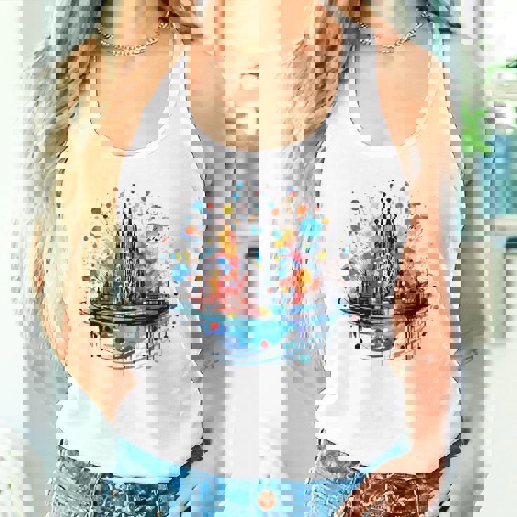 バルセロナのサグラダ ファミリアの美しいイラスト タンクトップ