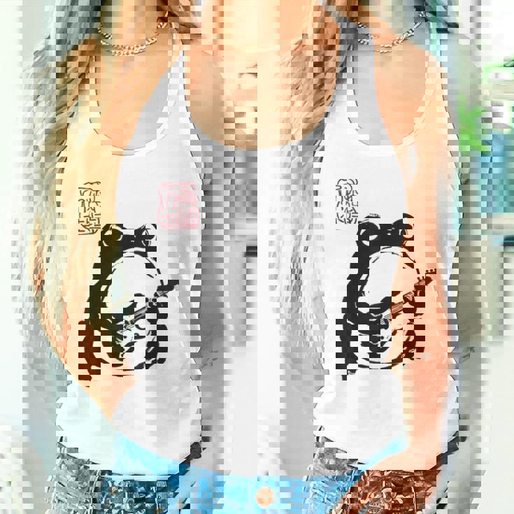 不機嫌そうなカエル 面白い ギター ロックミュージック アニメ 日本語 タンクトップ