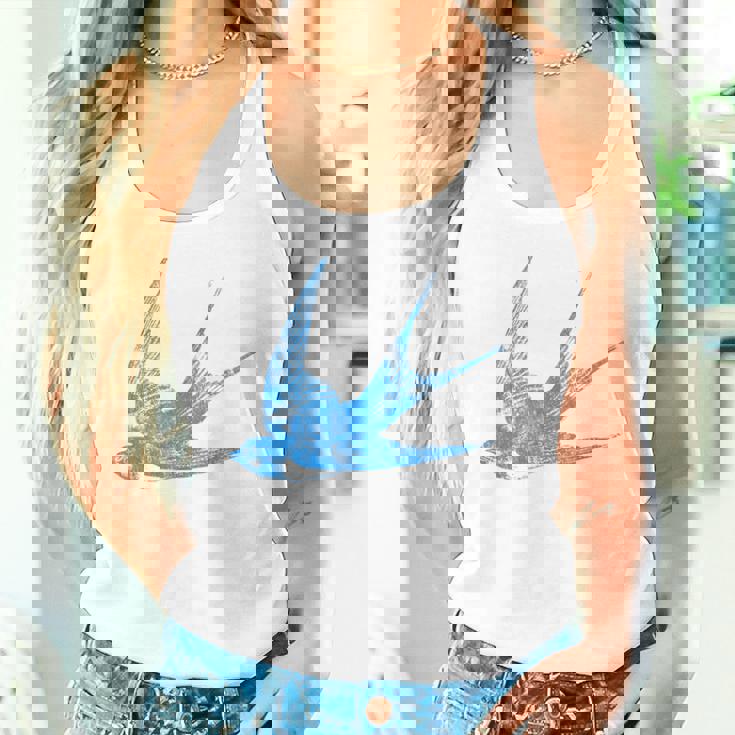 古びたツバメの青い鳥 シルエット 鳥 鳥 イラスト タンクトップ
