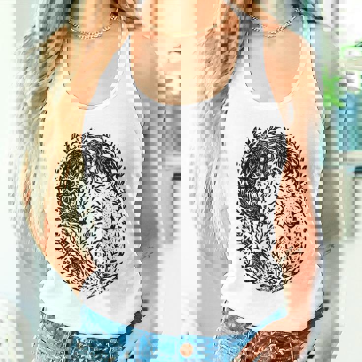 天の陰陽狐 太陽と月 ボーホーウッドランドアート タンクトップ