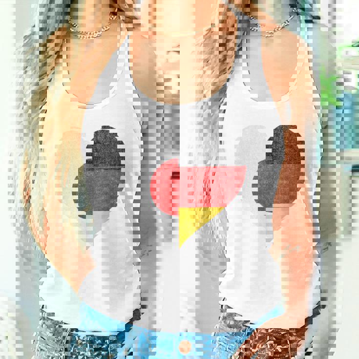 日本 ドイツ 国旗 ハート サッカー タンクトップ