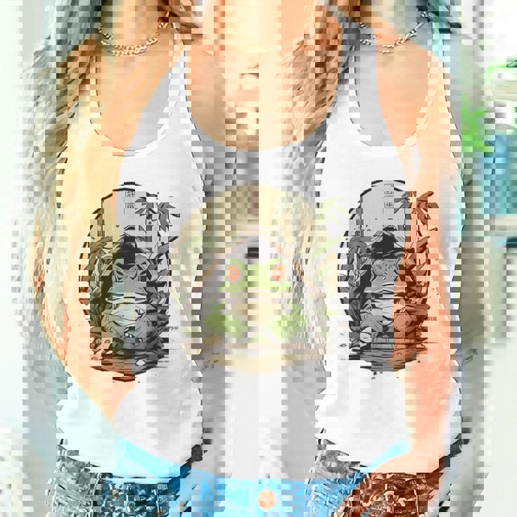 日本の不機嫌なカエル浮世絵 アニメ 日本アート タンクトップ