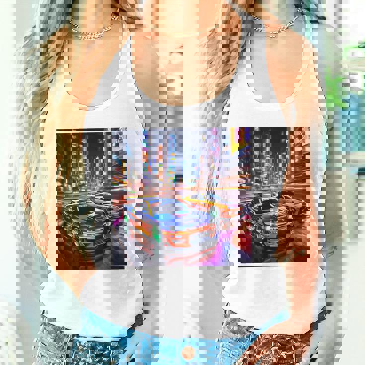 背面にjdmドリフトレーシングカー東京ドリフトスカイライン2台。 タンクトップ