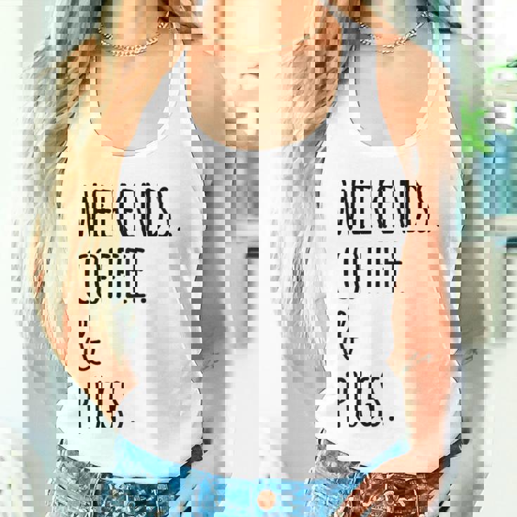 週末コーヒーパグ犬 タンクトップ