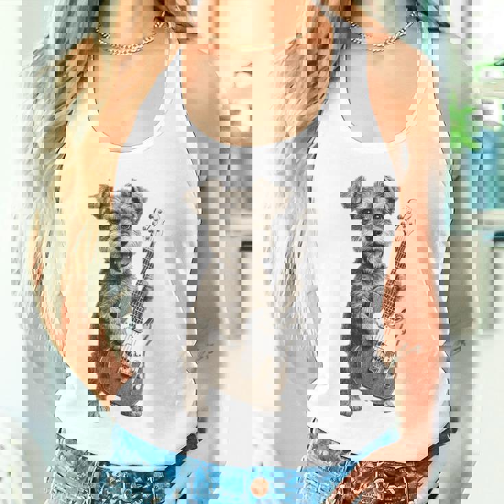 面白いtシャツ シュナウザー 犬 ギター イヌ メンズ 犬好き グッズ かわいい おもしろ 面白い 服 ネタ タンクトップ