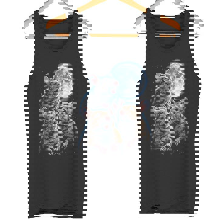 3 マウス 月 3 匹のネズミ 面白い げっ歯類 恋人 ユーモア 空 夜 長袖tシャツ タンクトップ