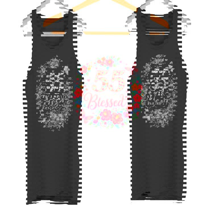 55 Years Blessed 55歳 フローラル 55歳の誕生日プレゼント タンクトップ