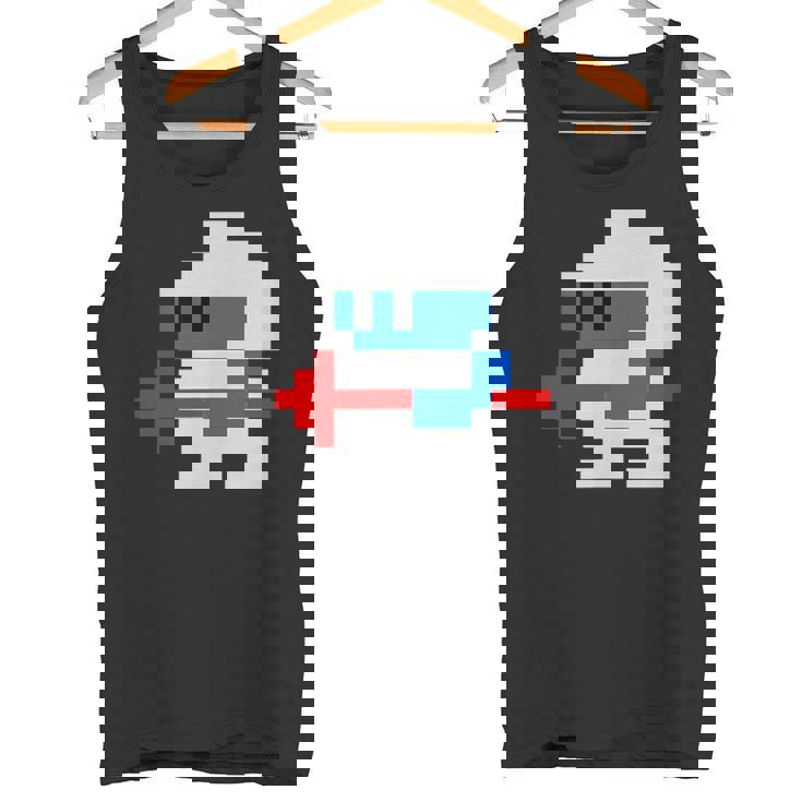 8ビット80年代レトロクラシックビデオゲームキャラクターダグヒーロー タンクトップ