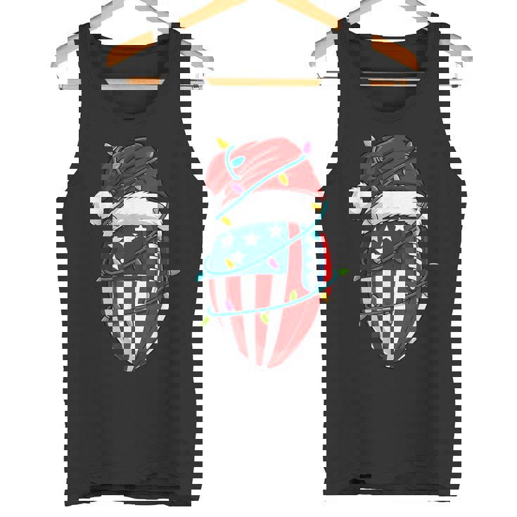 American Flag Football Light Christmas Hat Tank Top