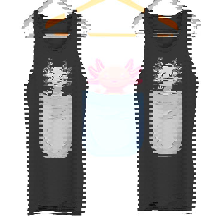 Axolotl ポケットに入った魚 両生類 ペット ホワイト アホロートル トカゲ タンクトップ