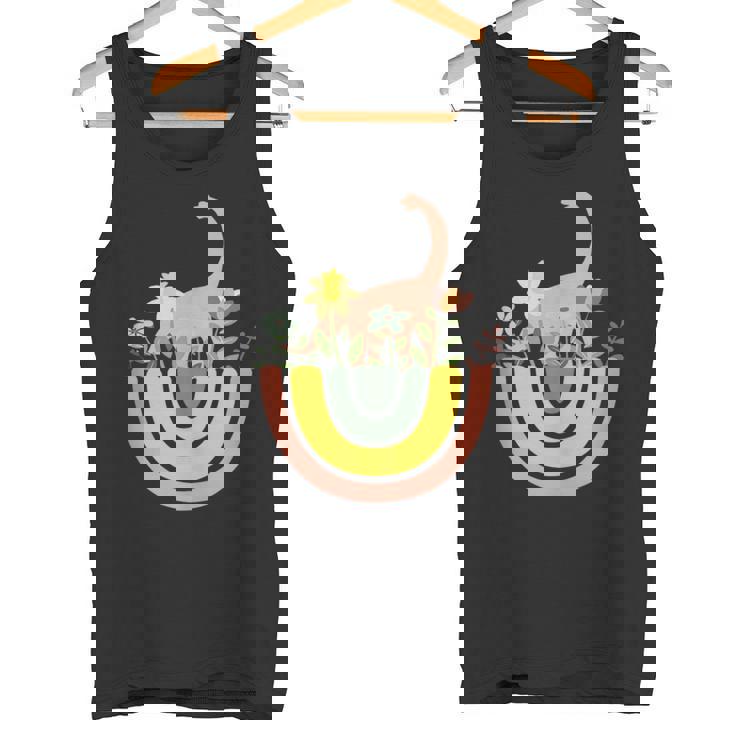 Brontosaurus Dino Rainbow Boho Bohemian Flowers Floral Tank Top Tank Top