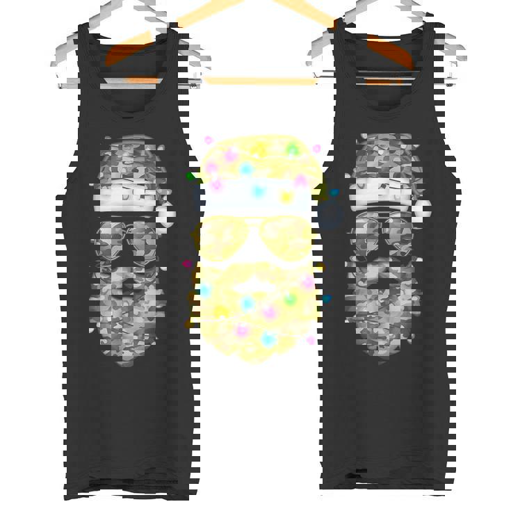 Camo Santa Claus Sunglasses Camouflage Xmas Lights Tank Top
