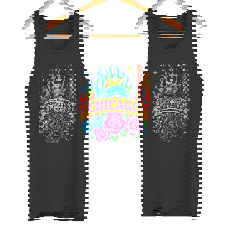 Chicago Rainbow City Retro Tattoo Aesthetic Tank Top