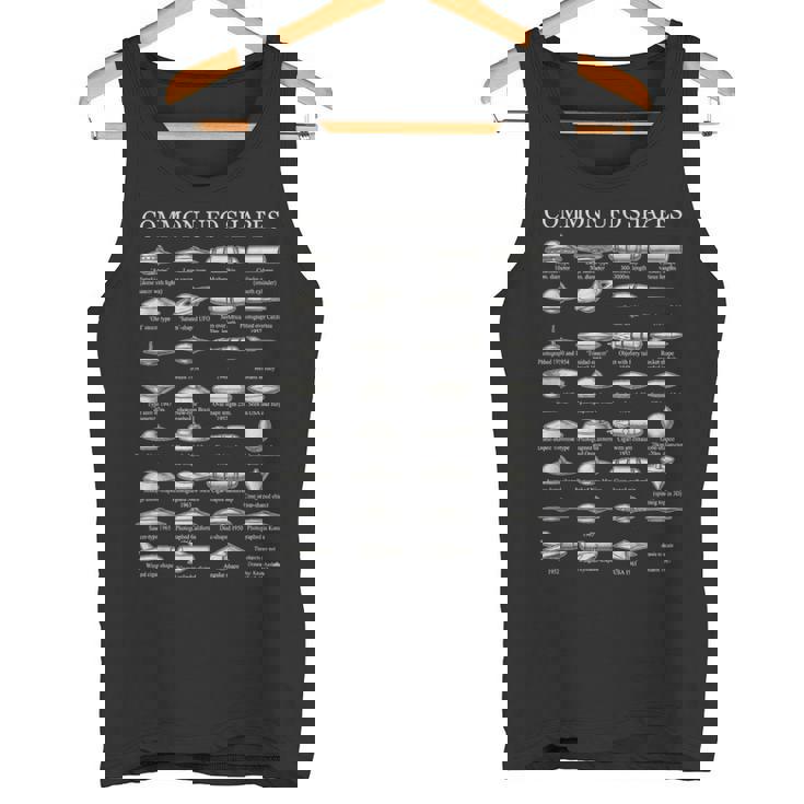 Common UFO Shapes Vintage Chart Alien Flying Saucer Tank Top