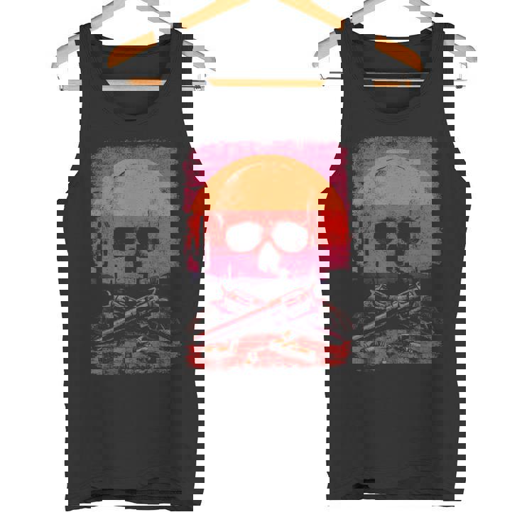 Creepy Skull With Desert Sunset Dark Western Skeleton Gothic Tank Top