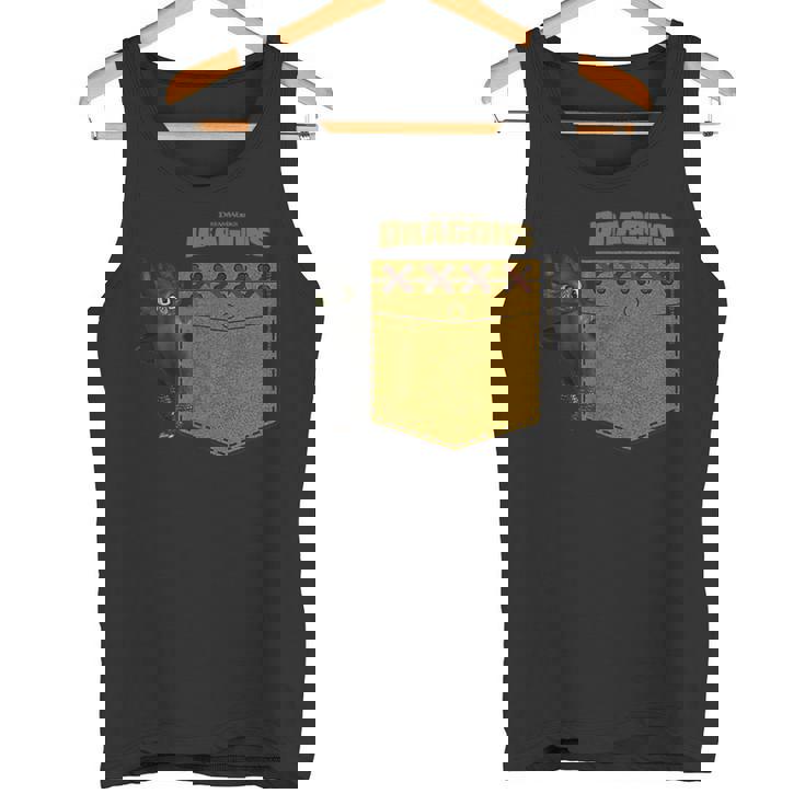 Dreamworks Dragons Toothless Leather Faux Pocket タンクトップ