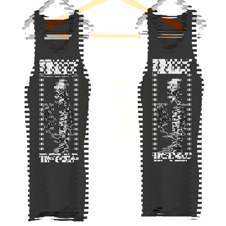 Finally Time To Read Book Lover Bookworm スケルトン 面白い本 タンクトップ