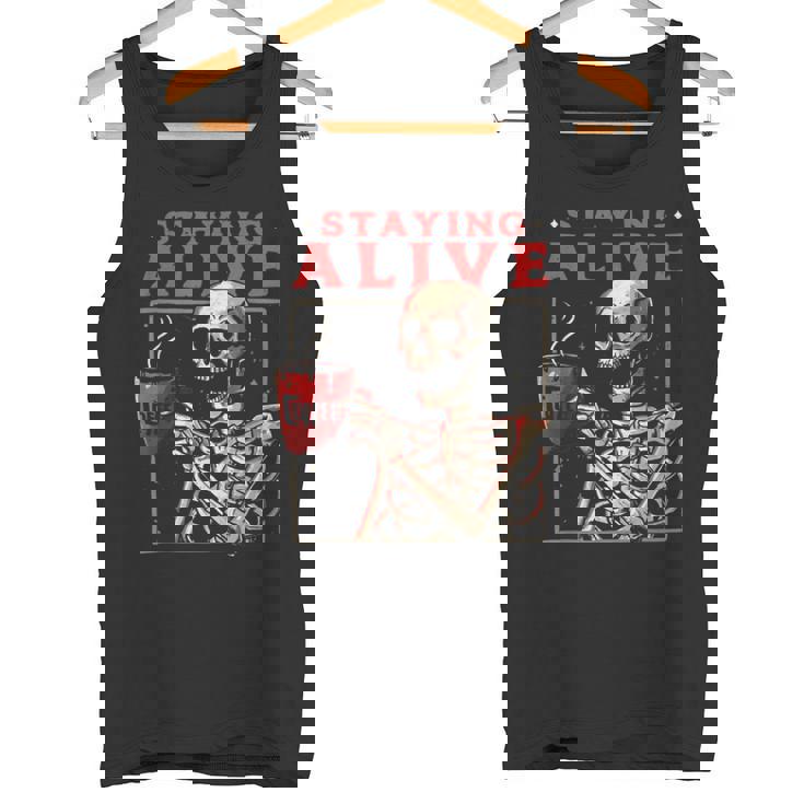kulltaying Alive スケルトン ドリンクコーヒー タンクトップ