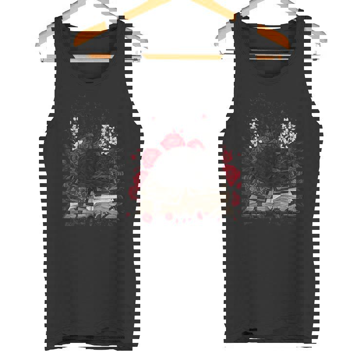 Gato Negro Durmiendo En Brujas Grimorio Con Rosas Espinas Camiseta sin mangas