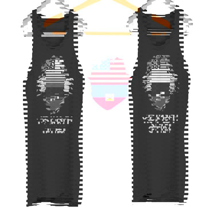 Half American Half Haitian Usa Haiti Flag メンズ レディース タンクトップ