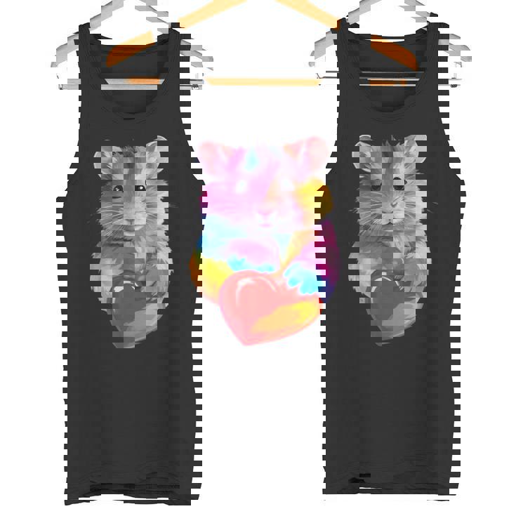 Hamster Coloré Tenant Un Cœur Mignon Arc-En-Ciel Aquarelle Débardeur e