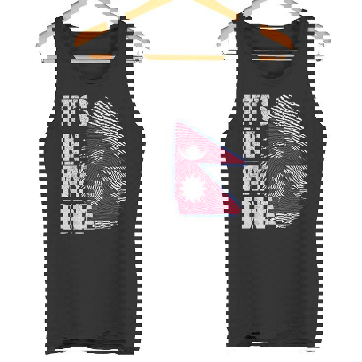 It's In My Dna ネパール ネパール国旗 指紋 タンクトップ