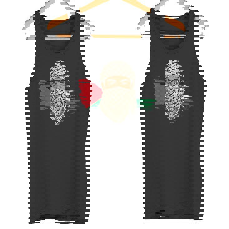 Keffiyehスカーフのパレスチナの若い男 パレスチナサポーター タンクトップ