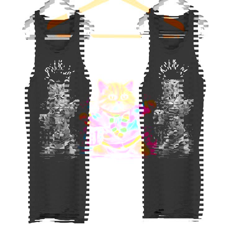 Koaya アリゾナ 踊る猫 カラフル かわいい キティ デザイン 長袖tシャツ タンクトップ