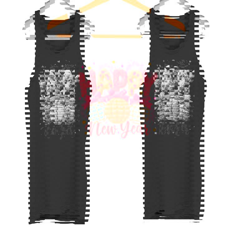 Latch Hook Yarn Crochet New Year 2026 Disco Ball Fireworks Tank Top