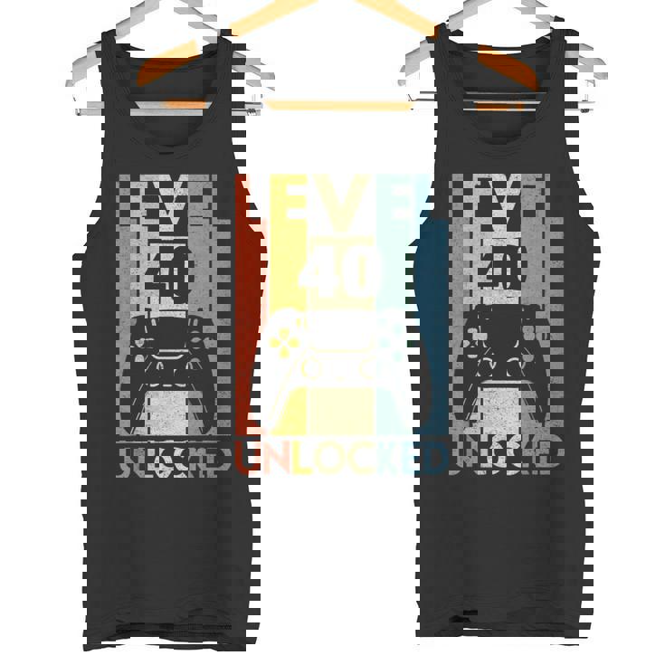 Level 40 Unlocked ideo Gamer 40Th Birthday タンクトップ