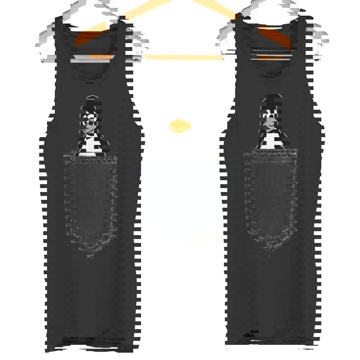 Linux Tux In A Pocket ポケットの中のlinuxタックス面白いペンギンsysadminit管理者 タンクトップ