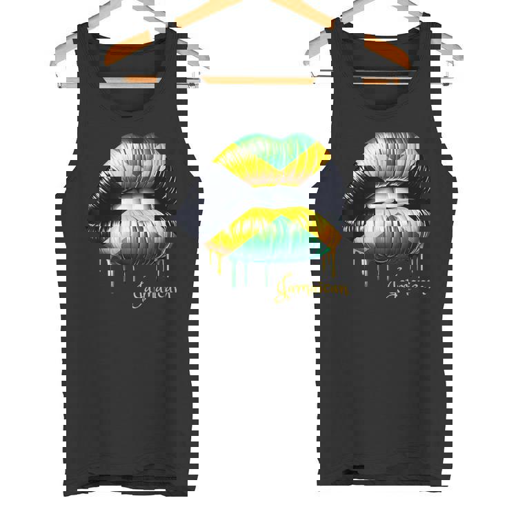 Lips Jamaican Flag Jamaica Love Travelacation タンクトップ