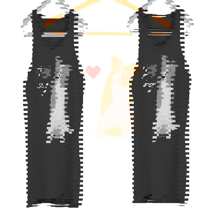 I Love My & Red Merle ボーダーコリー ドッグラバー。 タンクトップ