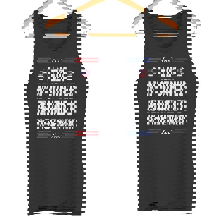 I Love My Country Ashamed Of My Government Usa 愛国的 タンクトップ