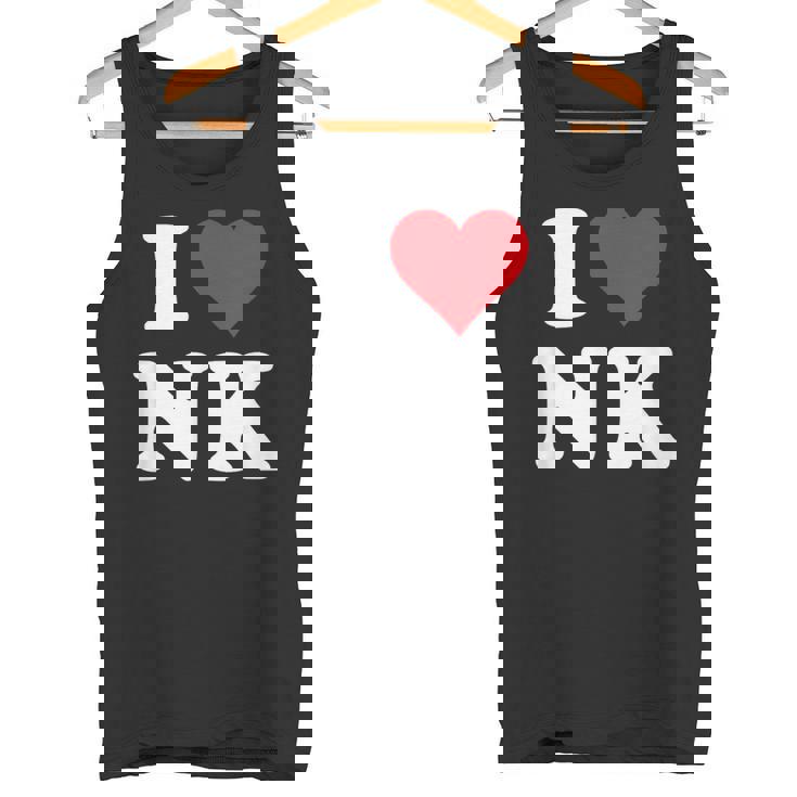 I Love Nk Initials I Heart NK First Last Name N K タンクトップ