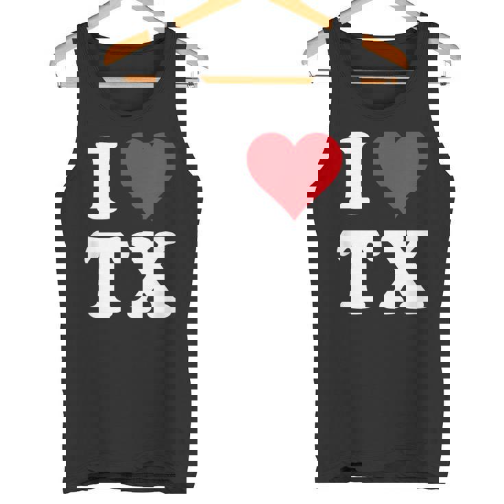 I Love Tx Initials I Heart TX First Last Name T X タンクトップ
