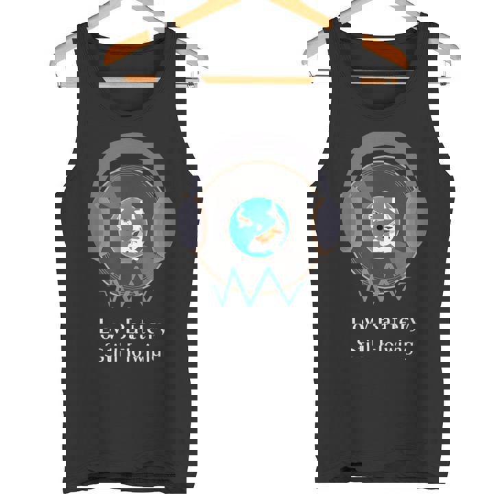 Low Batterytill Flowing 錦鯉 音楽 ヘッドホン 和風 低電力 共感 デザイン タンクトップ